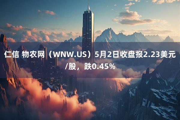 仁信 物农网（WNW.US）5月2日收盘报2.23美元/股，跌0.45%